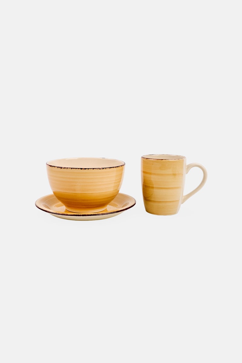 Maser 18 Pieces Ceramic Breakfast Crockery Set, Beige - Image 2