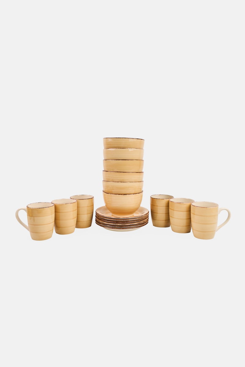 Maser 18 Pieces Ceramic Breakfast Crockery Set, Beige - Image 1