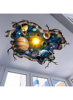 erorex 3D Broken Cosmic Galaxy Wall Decals Magic Milky Way Outer Space Planet Wall Stickers Creative Stars And Solar System Wallpaper For Kids Boys Floor Ceiling Living Room Bedroom Home Decor  - Image 3