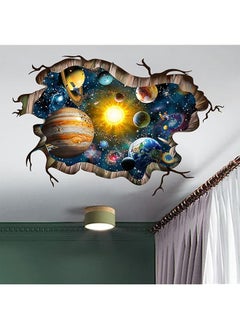 erorex 3D Broken Cosmic Galaxy Wall Decals Magic Milky Way Outer Space Planet Wall Stickers Creative Stars And Solar System Wallpaper For Kids Boys Floor Ceiling Living Room Bedroom Home Decor  - Image 4