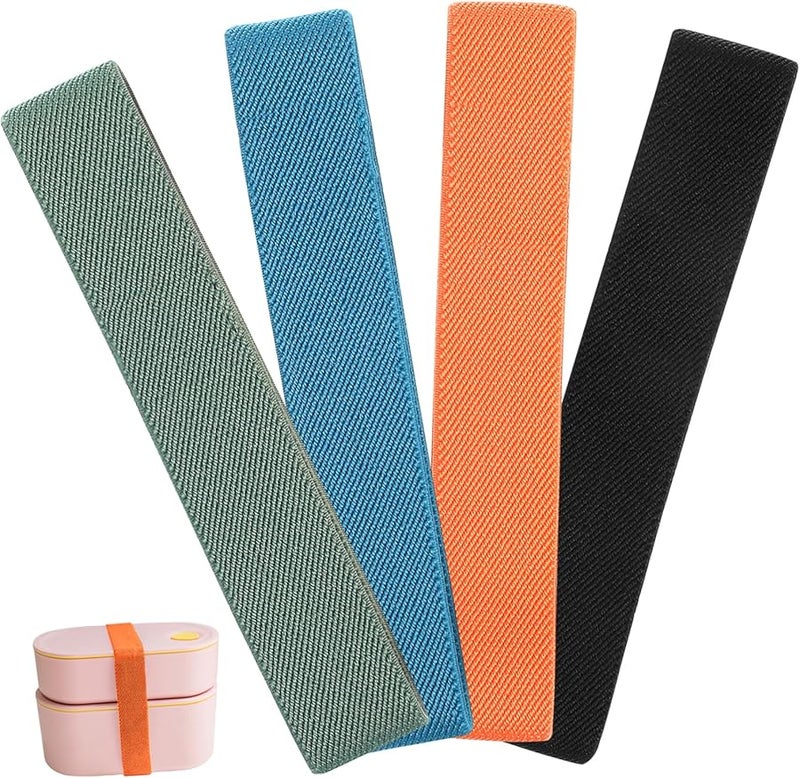 4 Pack High Elastic Lunch Box Straps Reusable Meal Prep Bands for School Outdoor Use - Image 1