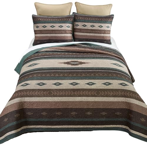 Donna Sharp Donna Sharp Sierra Vista Southwest 3 Piece Bedding Set  FullQueen Quilt and 2 Standard Pillow Shams  Machine Washable 
