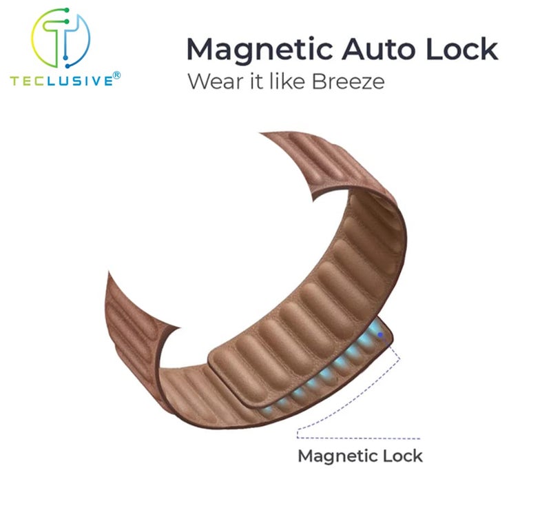 T TECLUSIVE Ultra Luxury Leather Magnetic Strap Loop 41mm/40mm/38mm Band Compatible with iWatch Series 9/8/7/6/SE/5/4/3/2/1 (Blue) - Image 4