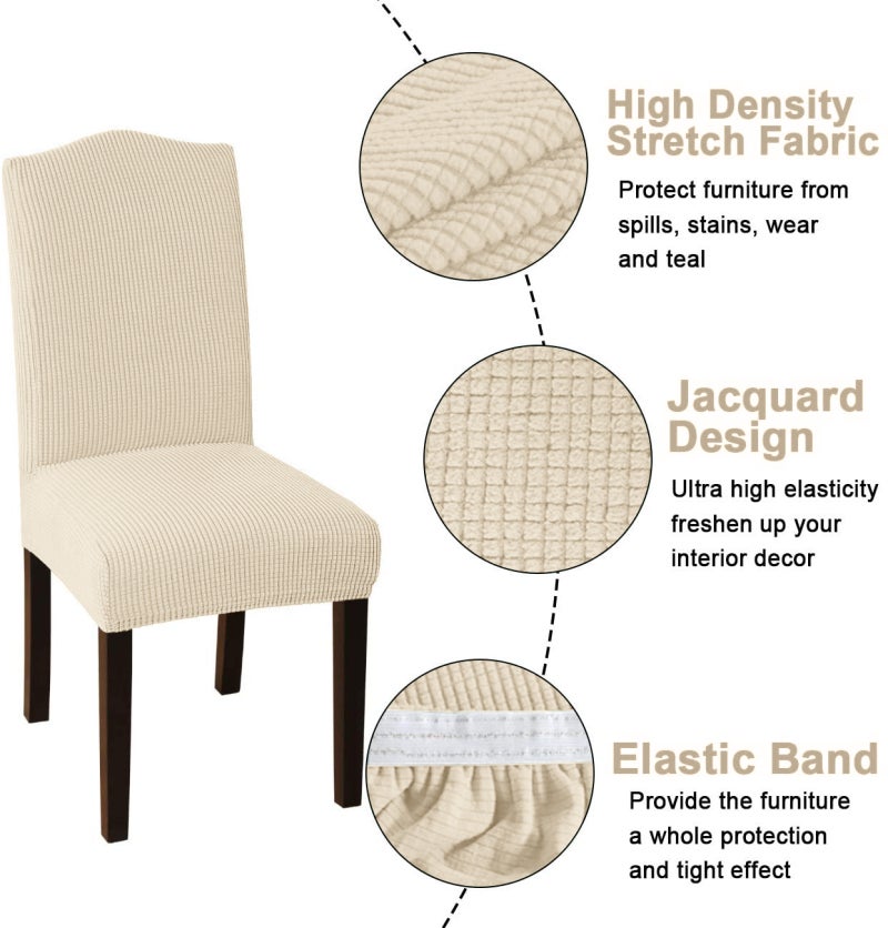 Dining Chair Covers 2 Pack Stretch Parsons Chair Slipcovers - Snug Fit Washable Removable Chair Furniture Protector for Dining Room Decor - Image 4