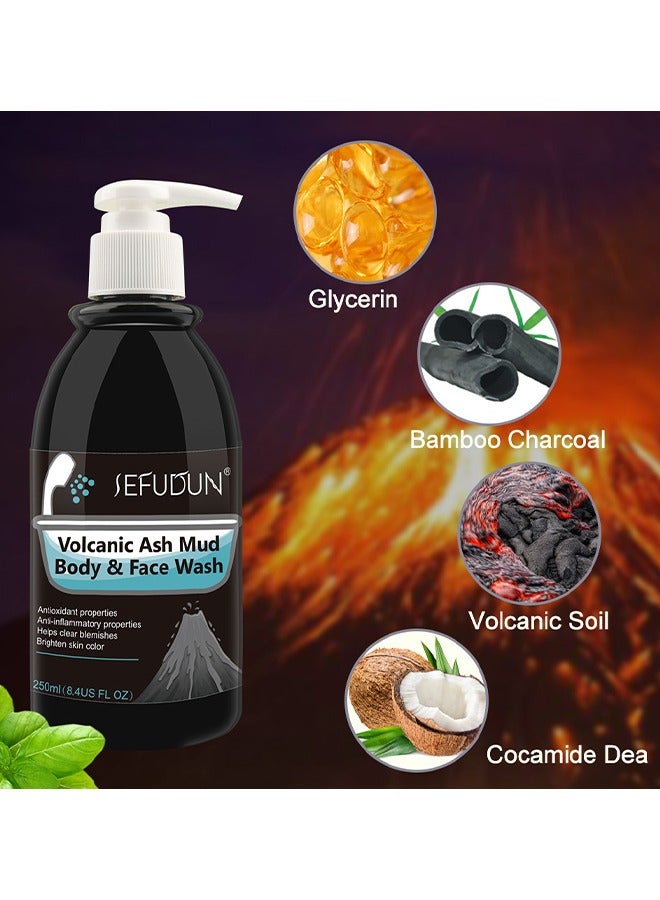 Sefudun Volcanic Ash Mud Body Wash Shower Gel Deep Sea Mud Whitening Body 250ML - Image 3