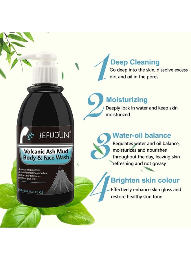 Sefudun Volcanic Ash Mud Body Wash Shower Gel Deep Sea Mud Whitening Body 250ML - Image 4