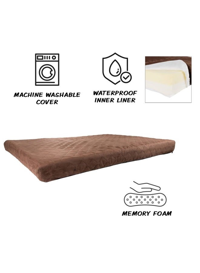 PETMAKER Waterproof Memory Foam Pet Bed- Indoor/Outdoor Dog Bed With Water Resistant Non Slip Bottom And Removeable Washable Cover, 44 X 35 -Brown - Image 3