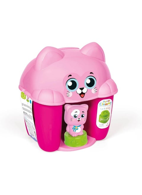 Clementoni - Clemmy Soft Cat & Kitten Bucket with 7 Blocks - 17768