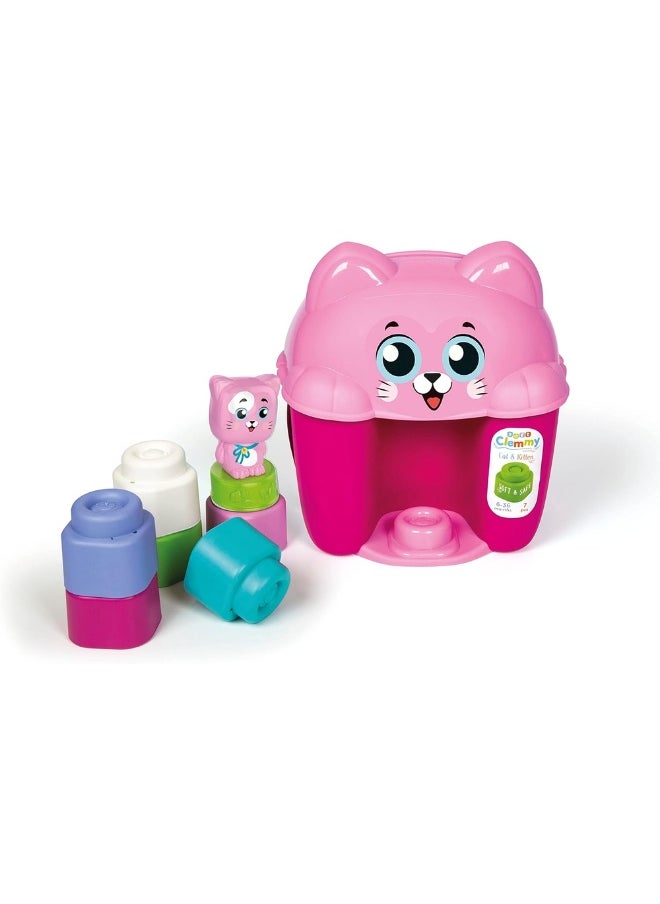Clementoni Clementoni - Clemmy Soft Cat & Kitten Bucket with 7 Blocks - 17768  - Image 2