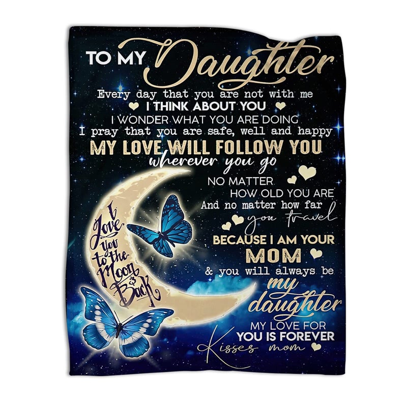 BUUGVIIL Daughter Gifts from Mom to My Daughter Blanket from Mom Daughters Gifts for Birthday Graduation Mothers Day Wedding Flannel Throw Blanket 80x60