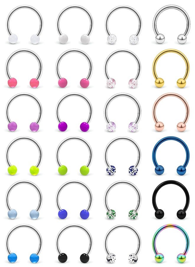 Cisyozi 20G 18G 16G 14G Septum Rings 316L Surgical Steel Septum Nose Lip Rings Horseshoes Cartilage Helix Tragus Rook Daith Earring Hoop Smiley Piercing Jewelry for Women Men 8mm 10mm 12mm 14mm 16mm - Image 1
