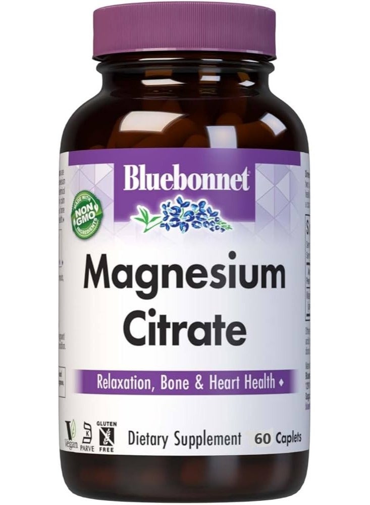 Bluebonnet سيترات المغنيسيوم (400 ملغ من المغنيسيوم) - أقصى امتصاص - يدعم صحة المناعة وإنتاج الطاقة - خالٍ من الصويا، خالٍ من الغلوتين، غير معدّل وراثيًا، كوشير، خالٍ من منتجات الألبان، نباتي، 60 كبسولة - Image 1