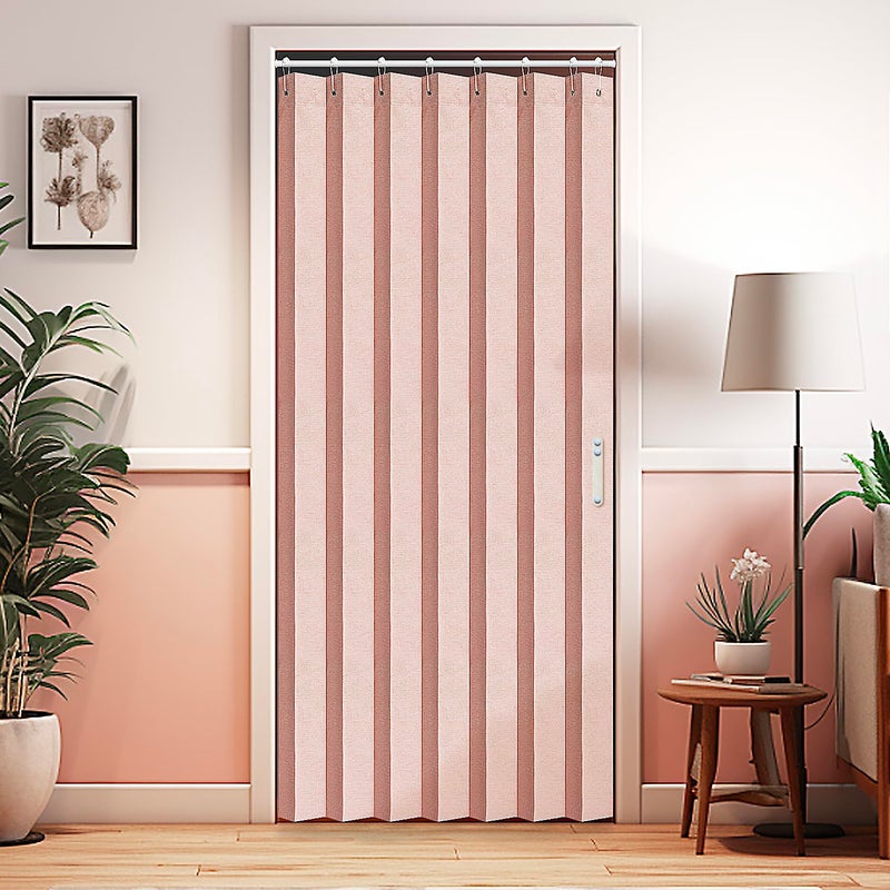 Vatge Doorway Curtains Accordion Pink Curtains for Girls' Room Door  Closet Doors Curtain  80 Inch Long Privacy Curtains for Room Divider and Open Closet  1 Panel with Tieback  W39 x L78  Pink - Image 1