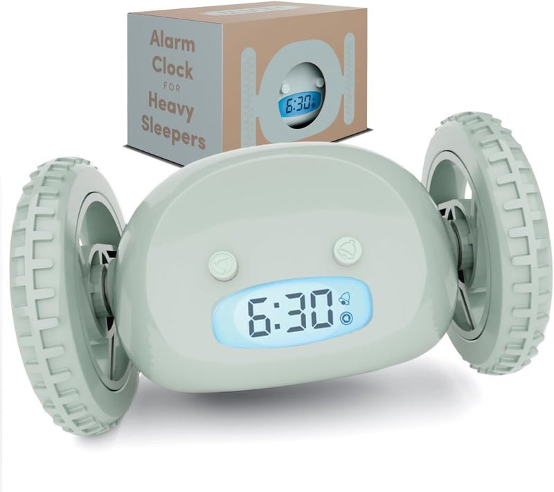 CLOCKY Extra Loud Alarm Clock for Heavy Sleepers on Wheels Rolls Runs Away Vibrating, Easy to Set Super Smart Snooze Digital Bed Shaker Alarm Clock Funny Gift for Adults Kids Teens Bedrooms (Sage) - Image 1