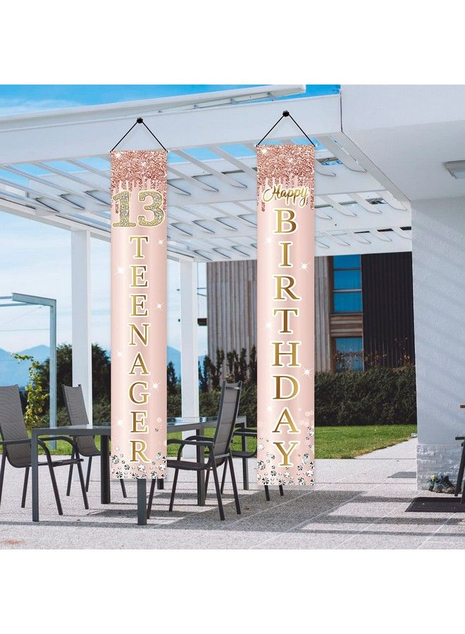 Excelloon 13Th Birthday Decorations Door Banner For Girls Pink Rose Gold 13 Teenager Happy Birthday Sign Party Supplies Sweet Thirteen Year Old Birthday Backdrop Porch Décor - Image 5