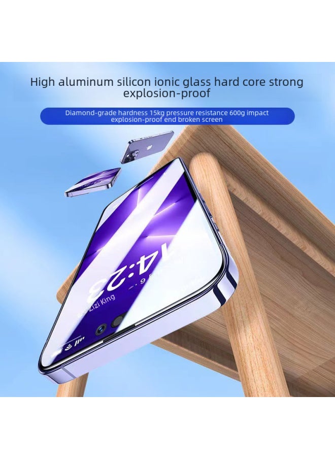Generic - For Iphone16 Full Screen Tempered Film Apple 15 HD Film Ip14 Arc Edge Blue Light 13promax Mobile Phone Film-Color:High Aluminum Thick Glue Black Edge (hd) + Packaging-Dimensions:iPhone11ProMax - Image 1