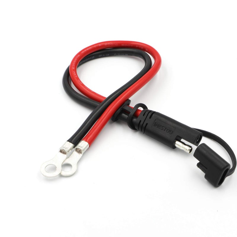 iMESTOU 10AWG SAE إلى حلقة طرف الحبل 2 دبوس موصل سريع الفصل 1 قدم كابل تمديد طرف العين موصلات SAE لفئة 12V24V دراجة نارية سيارة جرار