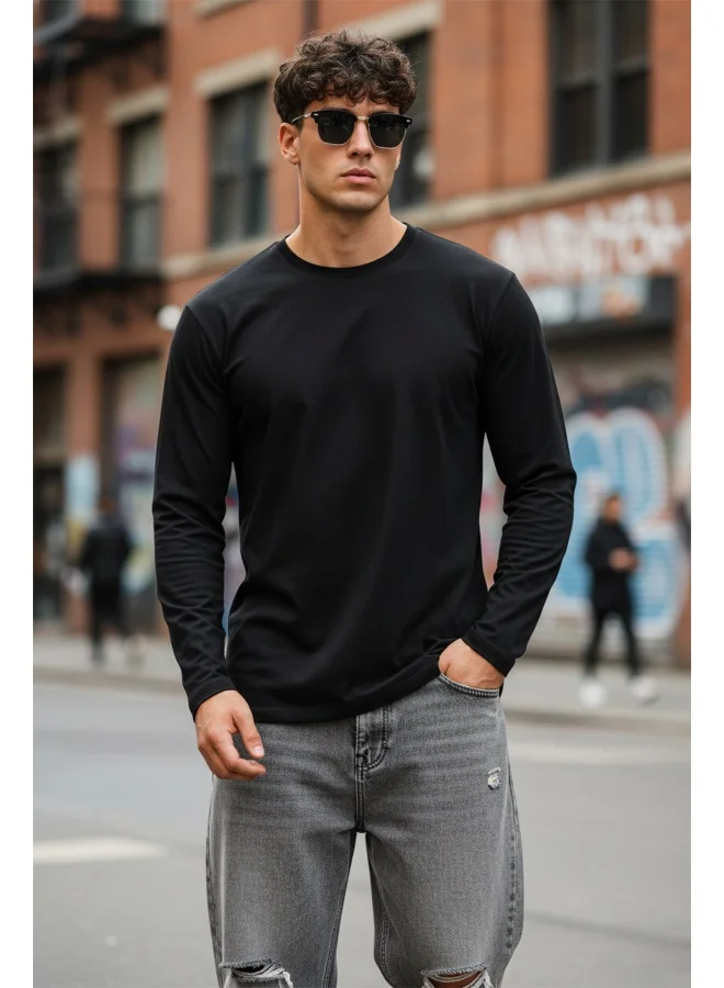 فيردو Veirdo® Pure Cotton Regular Fit Solid Black Full Sleeve T-Shirt for Men & Boys (V_FS_REG_BLK_XL)