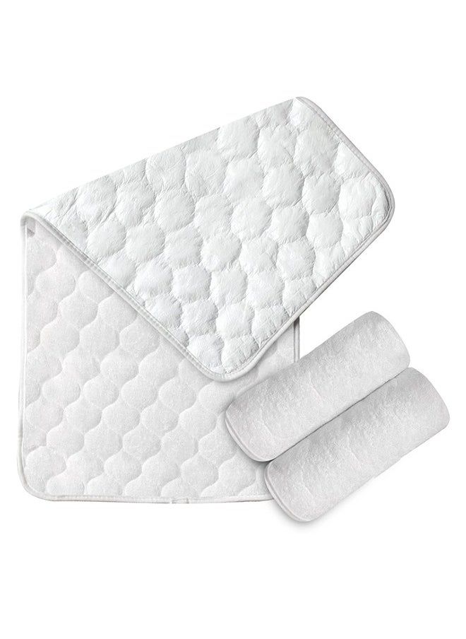 Pack Of 3 Bamboo Thicker Waterproof Reusable Diaper Changing Non Slip Pad Mat Cover Protector Large 14 x  27 White