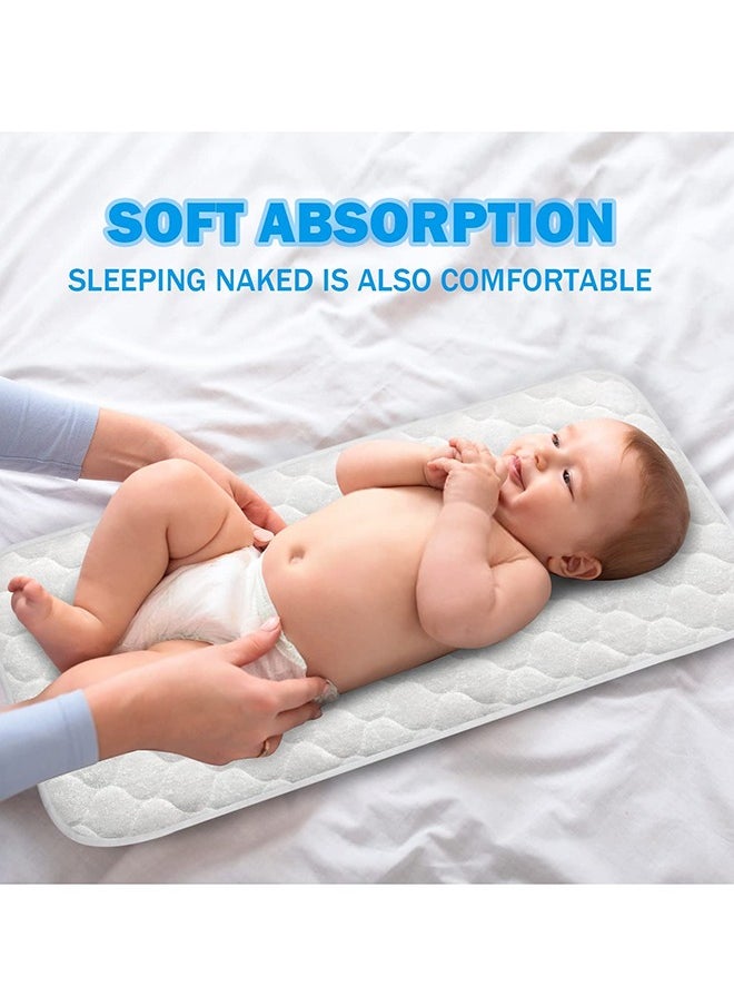 Pack Of 3 Bamboo Thicker Waterproof Reusable Diaper Changing Non Slip Pad Mat Cover Protector Large 14 x  27 White