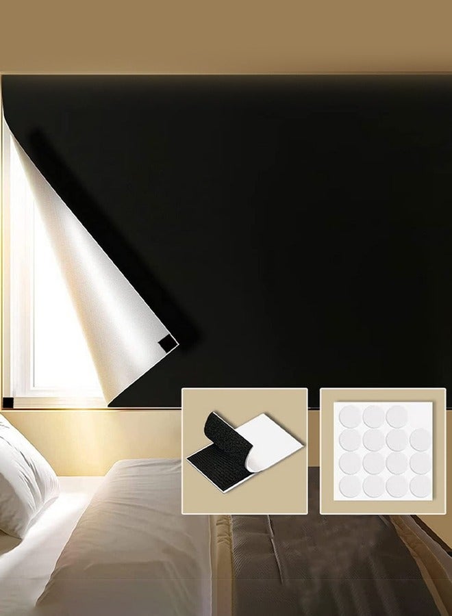 GUDOO Portable Blackout Curtains With Self  Adhesive Fasteners For Bedroom Nursery and Attic Blackout Curtains Length 100 cm Width 145 cm