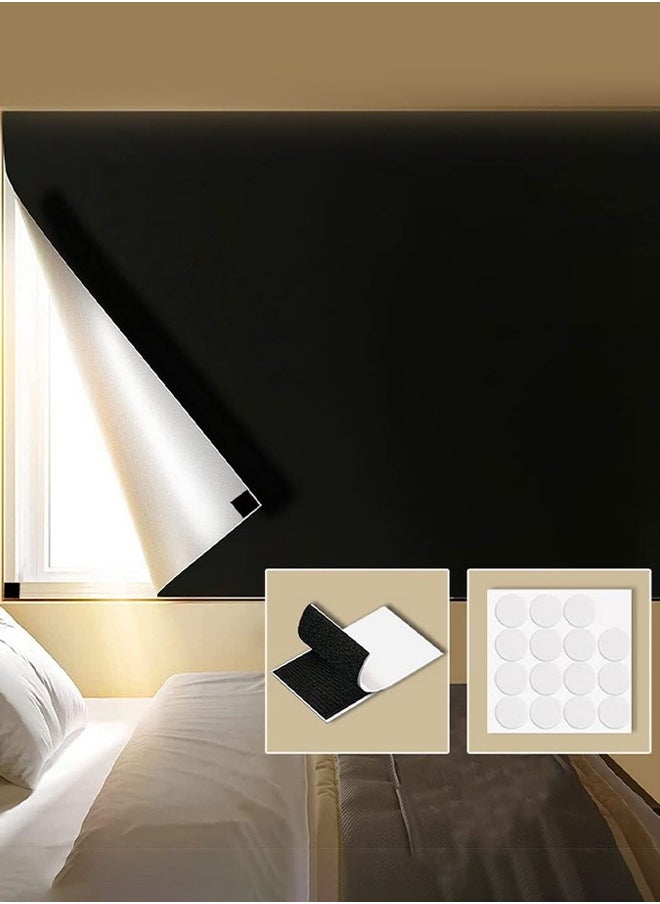 GUDOO - Portable Blackout Curtains With Self  Adhesive Fasteners For Bedroom Nursery and Attic Blackout Curtains Length 100 cm Width 145 cm - Image 1