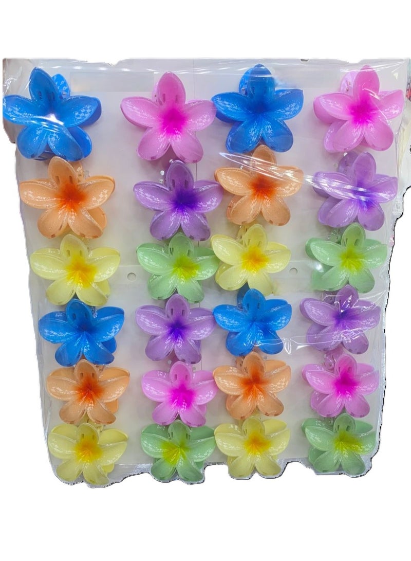 مجموعة مشابك شعر سكاي شاين، 6 قطع، متعددة الألوان، 8 سم، بتصميم زهور كبيرة - مشابك شعر فرانجيباني متدرجة الألوان، ثقيلة الوزن، ذات تثبيت قوي، إكسسوارات شعر هاواي كبيرة عالية الجودة للنساء والفتيات - Image 3