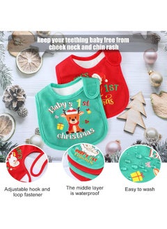 Eurzom Eurzom Christmas Baby Bib Babies First Christmas Baby Gifts Xmas Newborn Bibs for Baby Girl Boy with Adjustable Closure Baby Drooling Bibs Waterproof for Toddler Infant Unisex, 4 Styles  - Image 3
