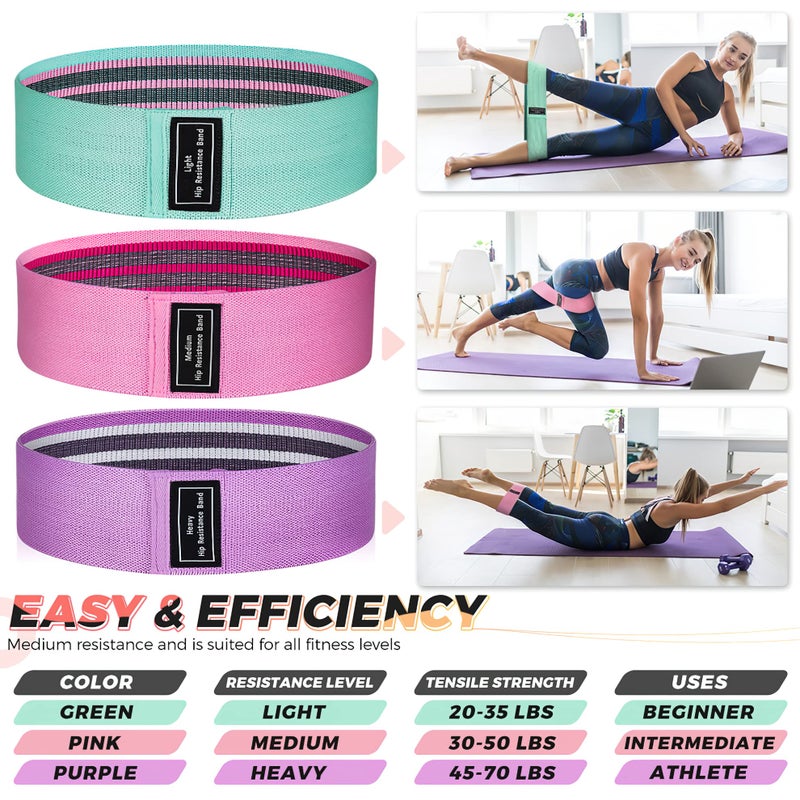 Renoj Resistance Bands, Exercise Workout Bands for Women and Men, 3 Set of Stretch Bands for Booty Legs, Pilates Flexbands - Image 3