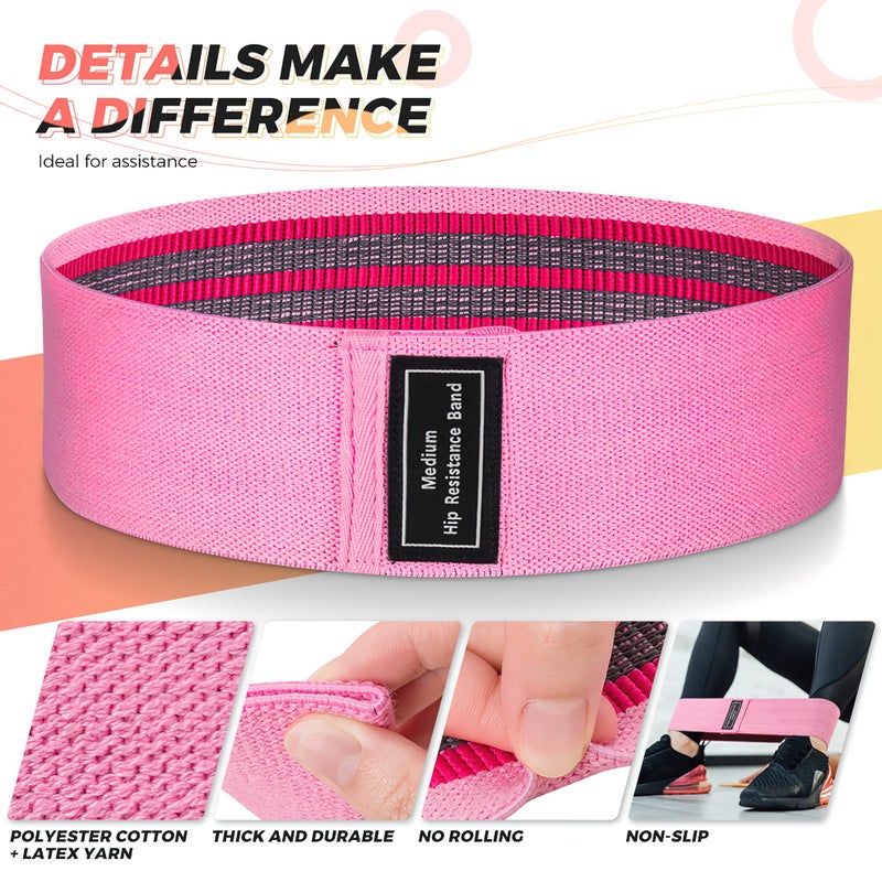 Renoj Resistance Bands, Exercise Workout Bands for Women and Men, 3 Set of Stretch Bands for Booty Legs, Pilates Flexbands - Image 2