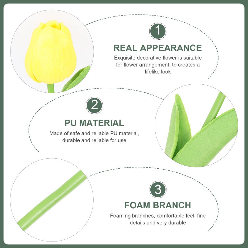 Yellow Artificial Tulip Flowers 10pcs Faux Bouquet for Home Hotel Decoration - Image 4