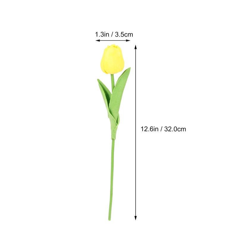 Yellow Artificial Tulip Flowers 10pcs Faux Bouquet for Home Hotel Decoration - Image 3