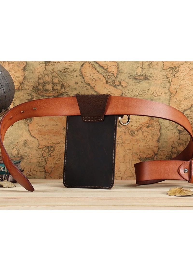 M MIAOYAN - M MIAOYAN Genuine Leather Tactical Waist Bag Men's Mobile Phone Bag Sports Waist Bag Men's Waist Bag - Image 1