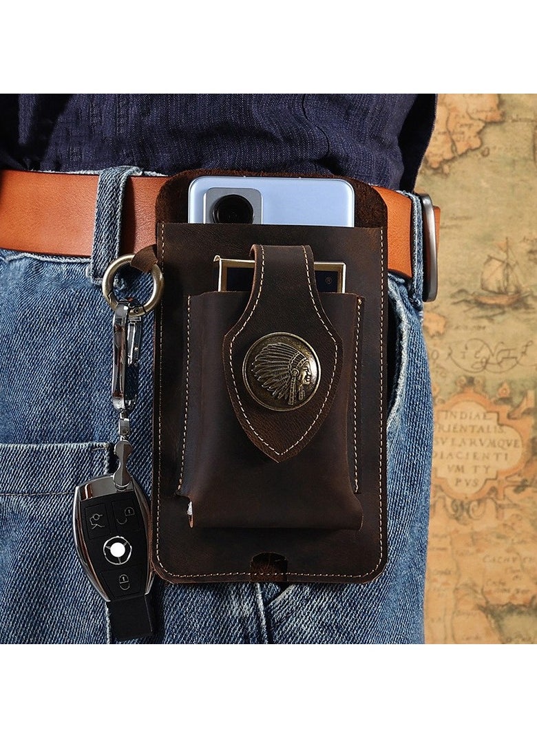 M MIAOYAN - M MIAOYAN Genuine Leather Tactical Waist Bag Men's Mobile Phone Bag Sports Waist Bag Men's Waist Bag - Image 1
