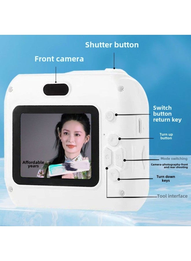 Generic Retro Ccd Self-timer HD Digital Camera Student Campus Affordable Photographable Travel High-value Card Machine-Body Color:H1 White  - Image 5