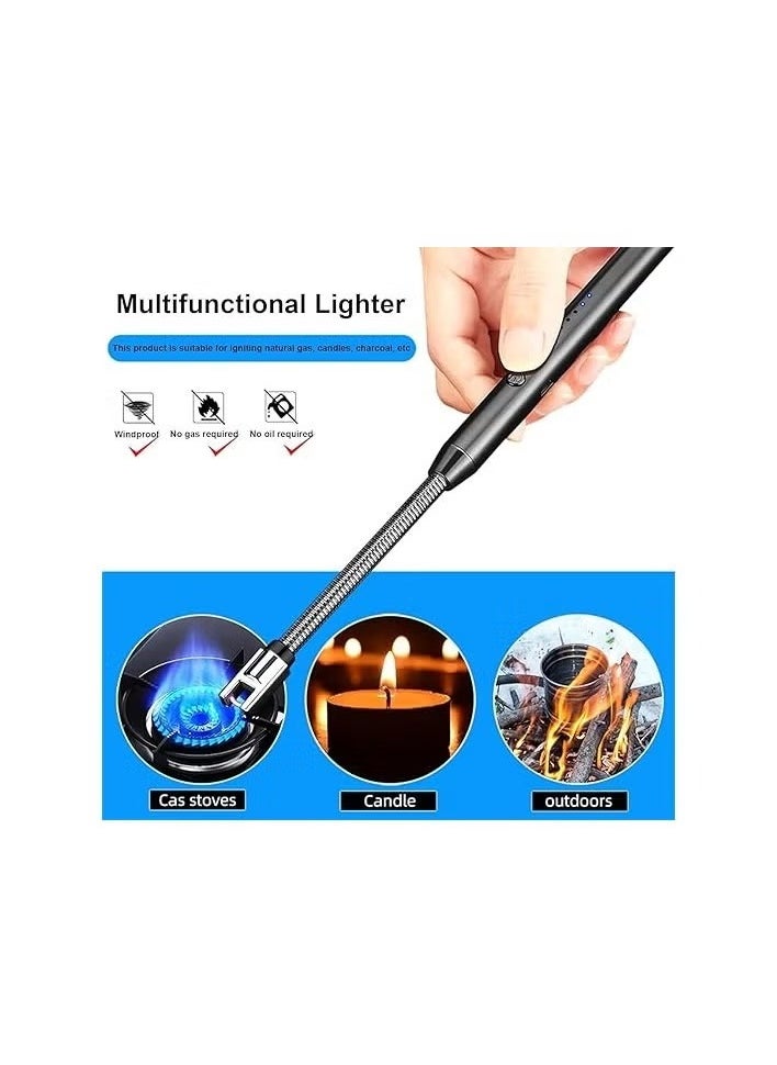 Generic USB Type-C Rechargeable Electric Lighter with Safety Switch, Long Windproof Flameless Electronic Lighter for Candle, Grill, Gas Stove, Kitchen, Camping  - Image 5