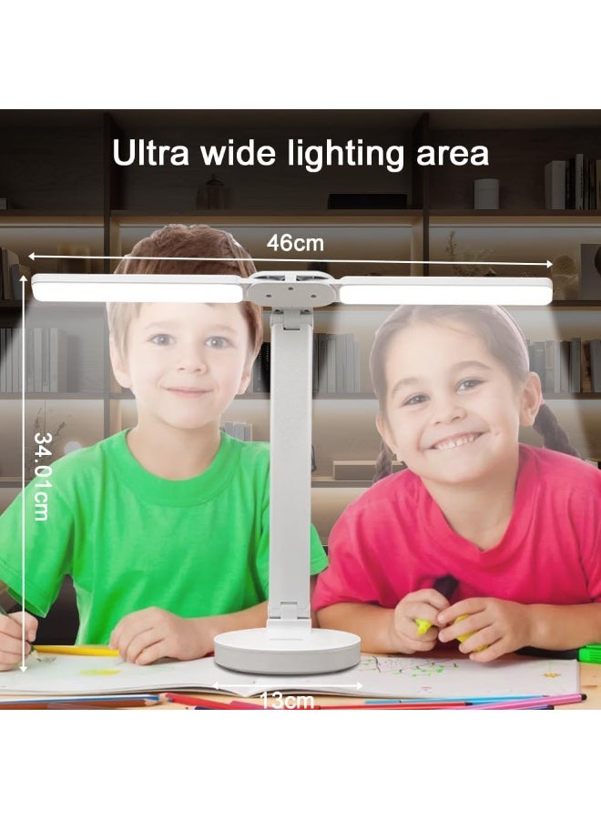 SPECTON Double Head LED Desk Lamp, Table Lamp, Rechargeable, Eye-Caring, Touch Control With USB Charging Port-Bedside Table Lamp for Reading, Study Lamp for Kids, Home, Office, White - Image 4