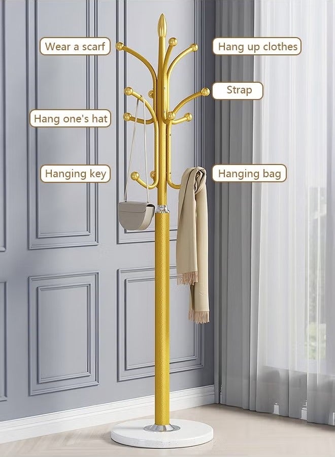 Beauenty Freestanding Metal Coat Rack Natural Marble Tree-shaped Coat Rack 180CM Suitable For Entrance Hall Corridor Multifunctional Coat Rack(Gold) - Image 5
