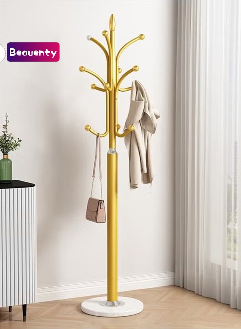Beauenty Freestanding Metal Coat Rack Natural Marble Tree-shaped Coat Rack 180CM Suitable For Entrance Hall Corridor Multifunctional Coat Rack(Gold) - Image 1