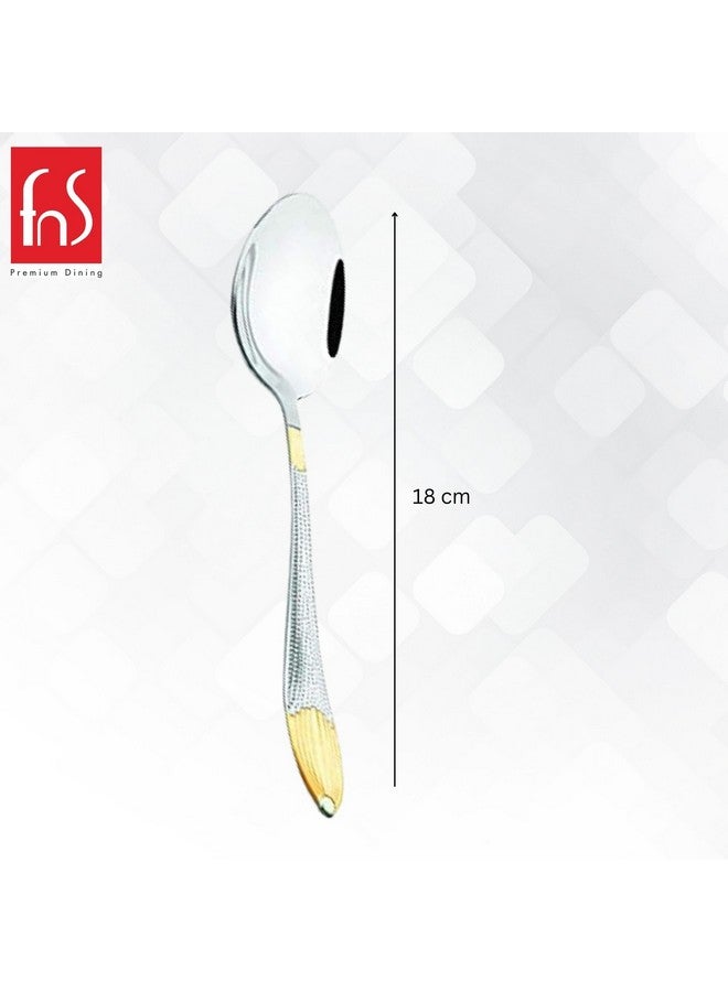 FNS Montavo by FnS Passion Real Gold Plated Stainless Steel Dinner/Dessert Spoon (Set of 6) | Ideal for Home, Restaurant and Kitchen |Elegant Design - Image 2