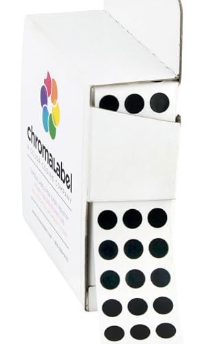 ChromaLabel 1/4 Inch Circle Sticker Labels, Easy to Write on Colored Dot Stickers with Handy Dispenser, Round Color Coding Labels - 1000 Sticky Dots, Black Stickers - Image 1