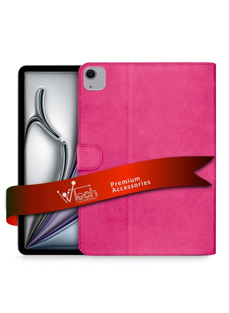 Wtech Apple iPad Air 11 (iPad Air 6) 5G 2024 (6th Gen) 11 inch / Apple iPad Air 11‑inch (M3) 2025 WTech PU Leather Magnetic Closure Flip Case Cover - Pink - Image 1