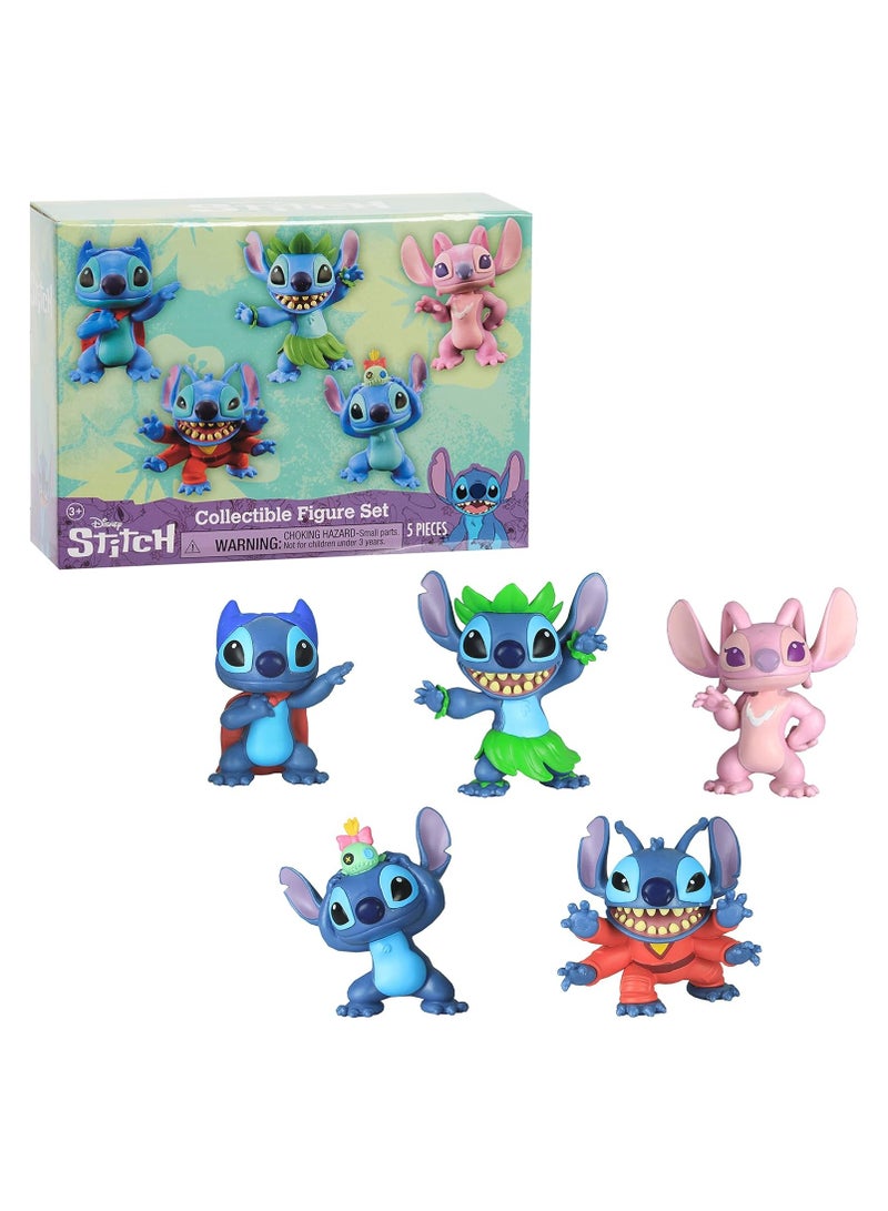 Just Play Disney Lilo & Stitch Collectible Stitch Action Figure Set – 5-Piece Mini Figurines | Cute Alien Toy Set for Kids, Cake Toppers, Birthday Gifts, Party Decorations & Fans of Stitch Characters  - Image 1