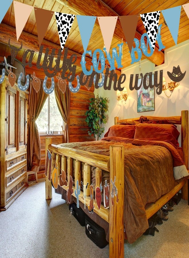 FuWeave مجموعة من 5 قطع من ديكورات حفلات استقبال المولود الجديد على طراز رعاة البقر الغربيين، لافتات "راعي بقر في الطريق"، ديكورات حفلات رعاة البقر الغربيين - Image 4