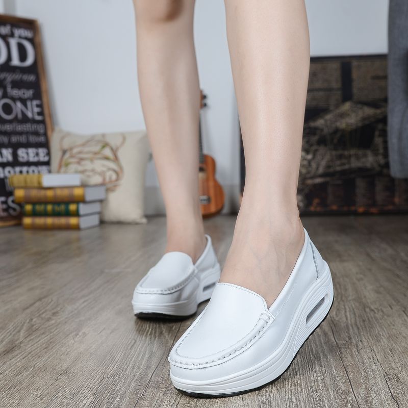 Air-Cushion Nurse Shoes For Women, Soft-Soled, Breathable, Non-Tiring, Genuine Leather, Non-Slip, Anti-Odor, Versatile, Casual, Thick-Soled, Height-Increasing Medical Shoes - Image 4