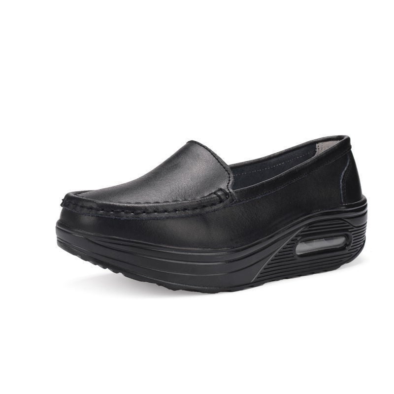 Air-Cushion Nurse Shoes For Women, Soft-Soled, Breathable, Non-Tiring, Genuine Leather, Non-Slip, Anti-Odor, Versatile, Casual, Thick-Soled, Height-Increasing Medical Shoes - Image 1
