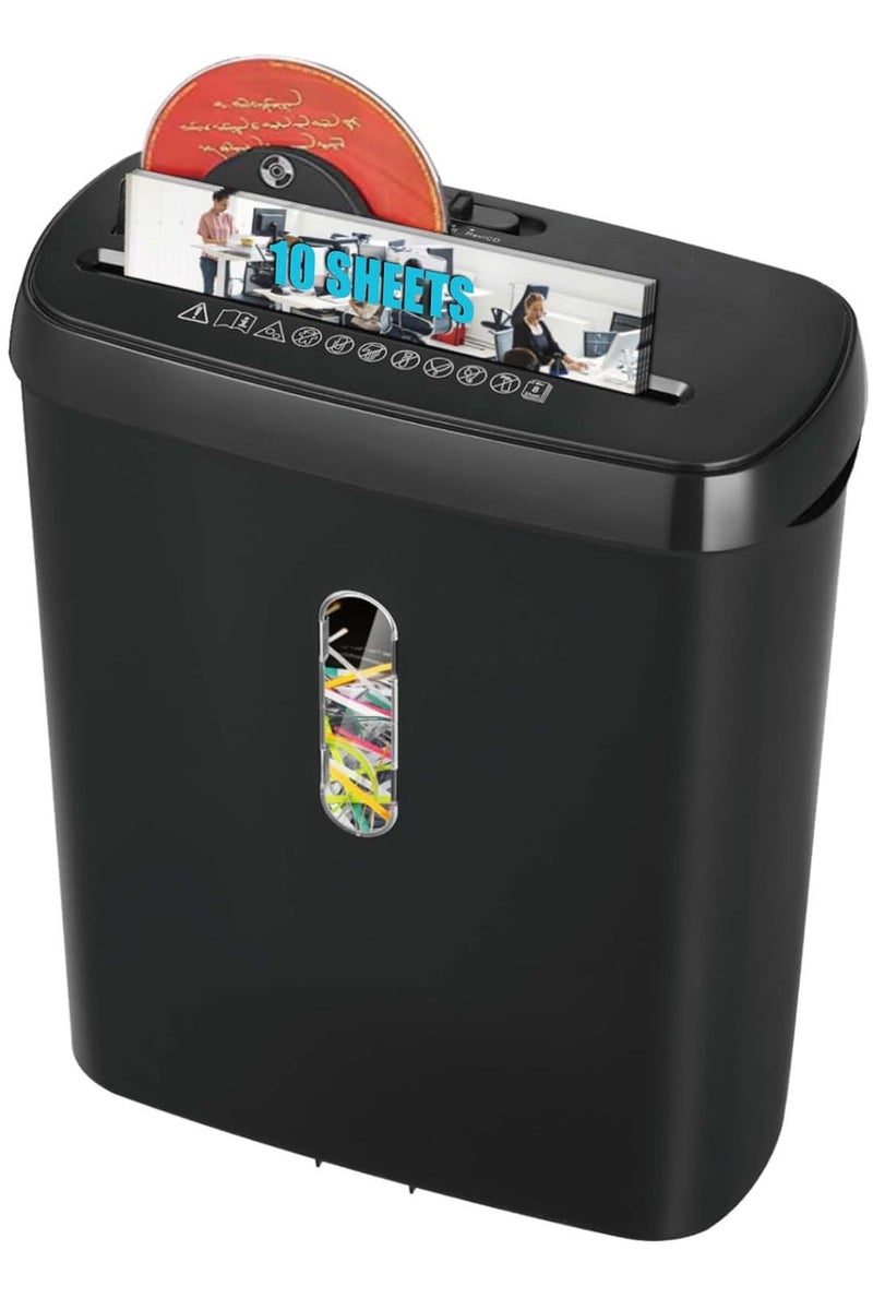 Home Office Paper Shredder, 10-Sheet Strip Cut with 12L Basket, P-2 Security Level, CD & Credit Card Shredder, Durable & Fast - Jam Proof System - Image 1