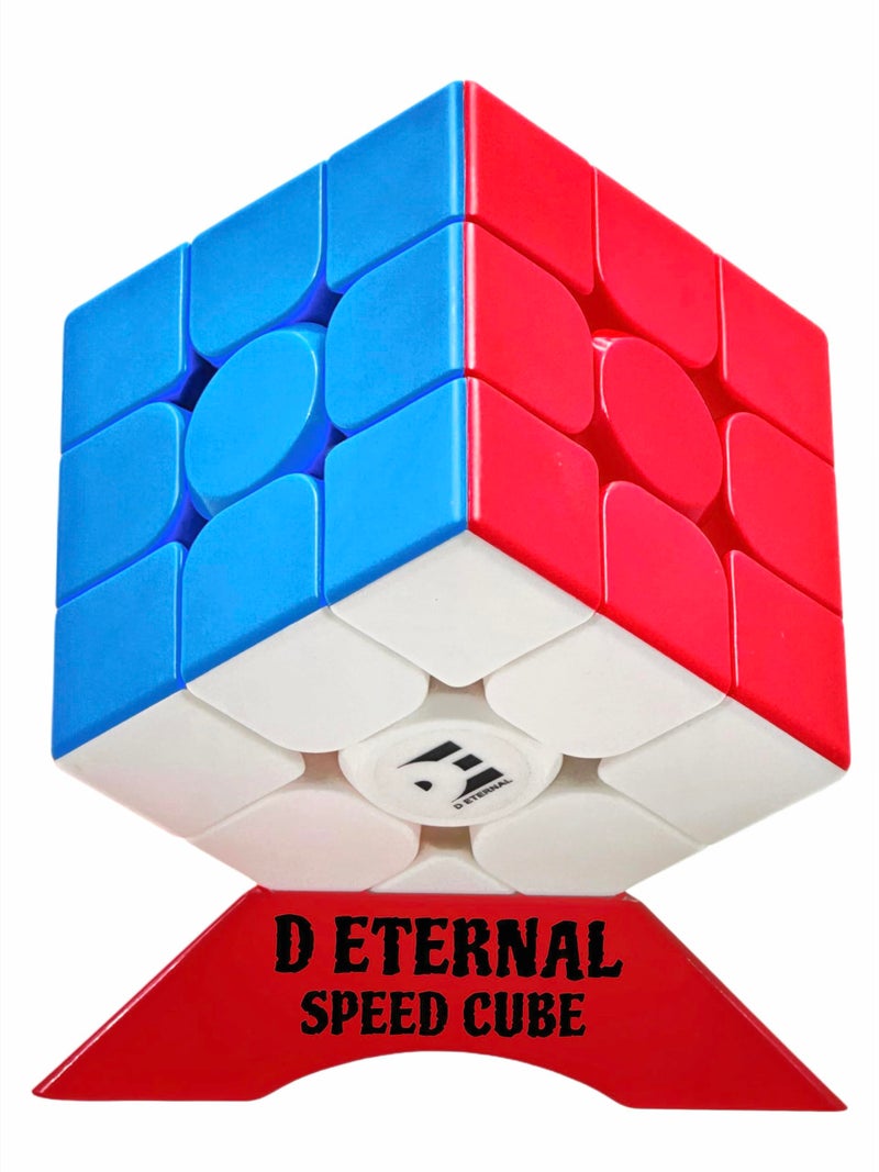 D ETERNAL Kid Cube 3X3 Speedcube High Speed Stickerless Magic Puzzle Game Toy 3 By 3 With Cube Stand,Multicolor - Image 1