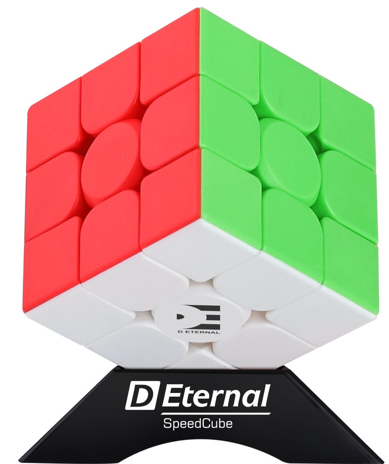 D ETERNAL Kid Cube 3X3 Speedcube High Speed Stickerless Magic Puzzle Game Toy 3 By 3 With Cube Stand,Multicolor - Image 2