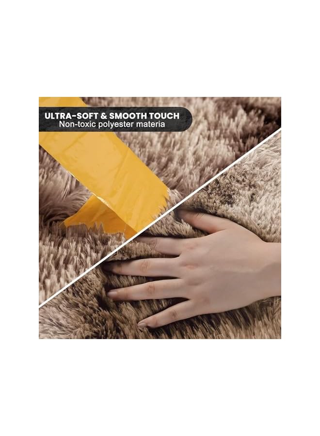 The Bros Ultra Soft Indoor Modern Area Rugs Fluffy Living Room Carpets for Children Bedroom Home Decor Nursery Rug, Washable Furry Throw Rugs (coffee, 80 x 160 CM) - Image 5